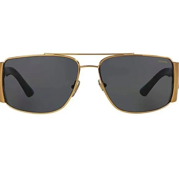 Men's Versace Polarized Black and Gold Sunglasses